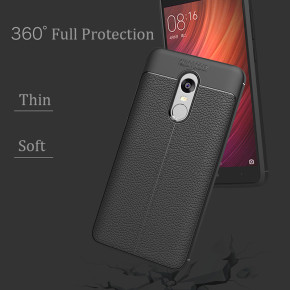 Луксозен силиконов гръб ТПУ кожа дизайн за Xiaomi Redmi 5 Plus черен